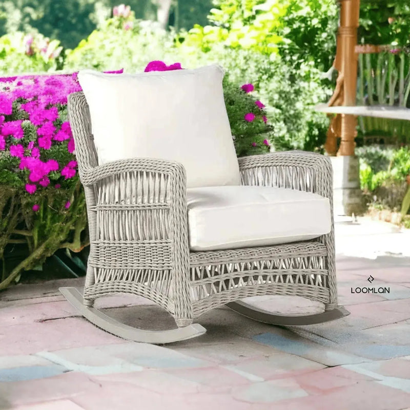 Mackinac Wicker Outdoor Rocker Lounge Chair Cushions