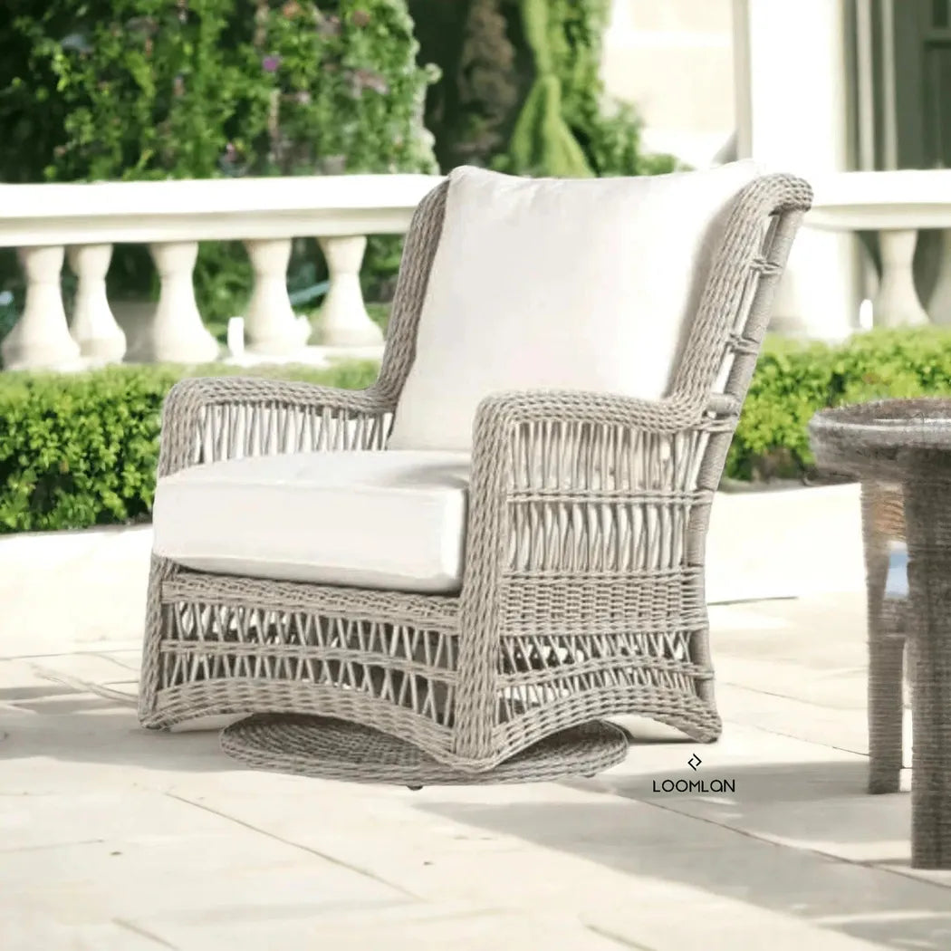 Mackinac Wicker Outdoor Swivel Glider Chair - High Back