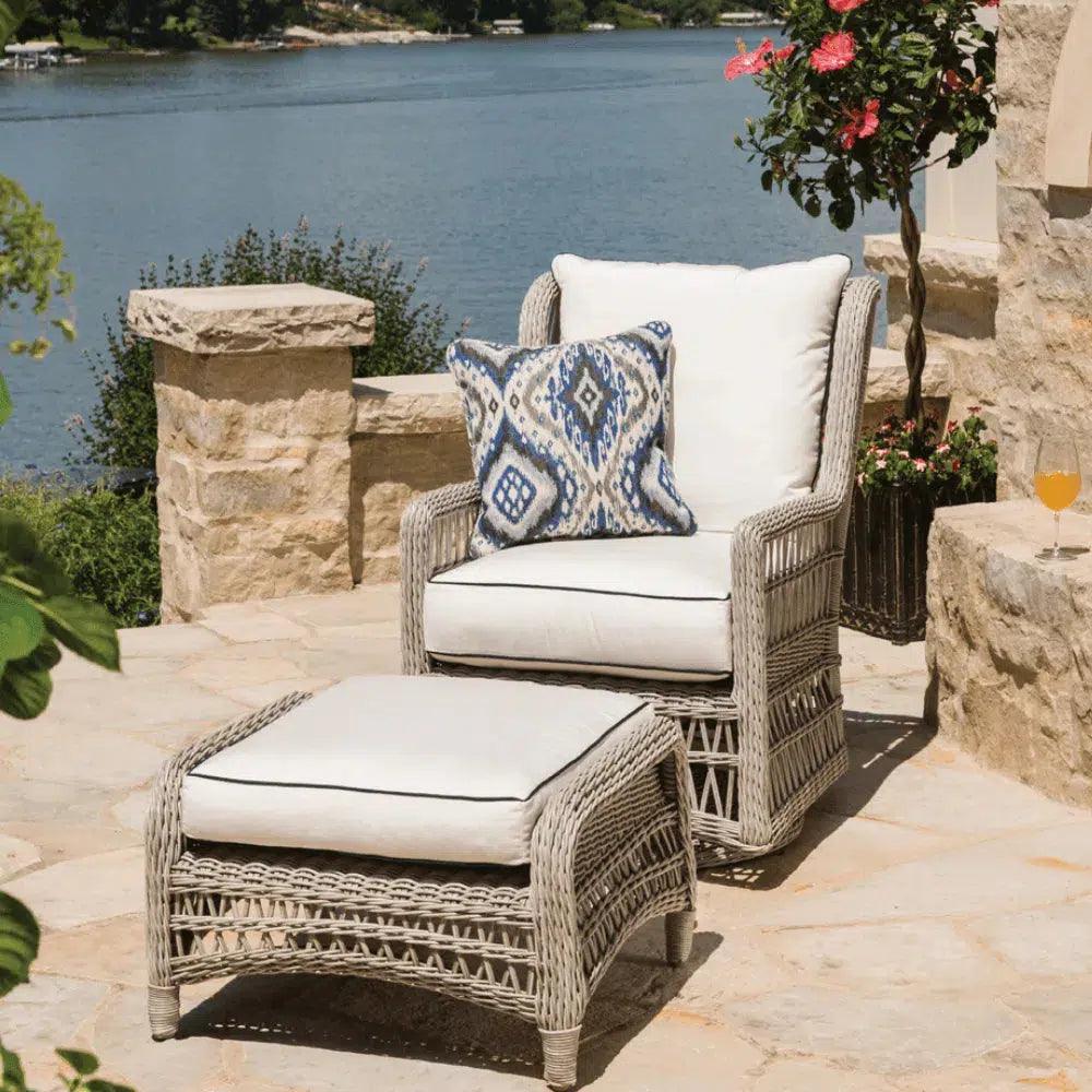 Mackinac Wicker Outdoor Swivel Glider Chair - High Back