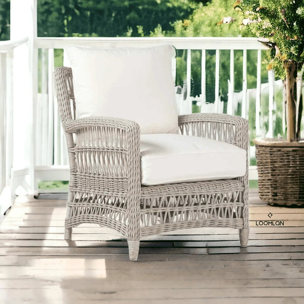 Mackinac Wicker Patio Furniture Set Loveseat and Lounge Chair Set Outdoor Lounge Sets LOOMLAN By Lloyd Flanders