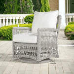 Mackinac Wicker Patio Loveseat Swivel Chair Table Set