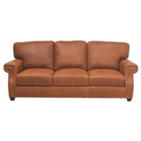 Made In the USA 90" Caramel Brown Leather Sofa Modern Hartford Sofas & Loveseats LOOMLAN By Uptown Sebastian