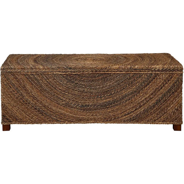 Madura Seagrass Upholstered Wooden Storage Bench