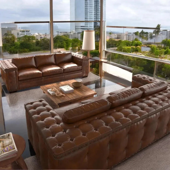 Maestro Large Size Low Profile Leather Couch Wide Arms - LOOMLAN - Uptown Sebastian - Sofas & Loveseats