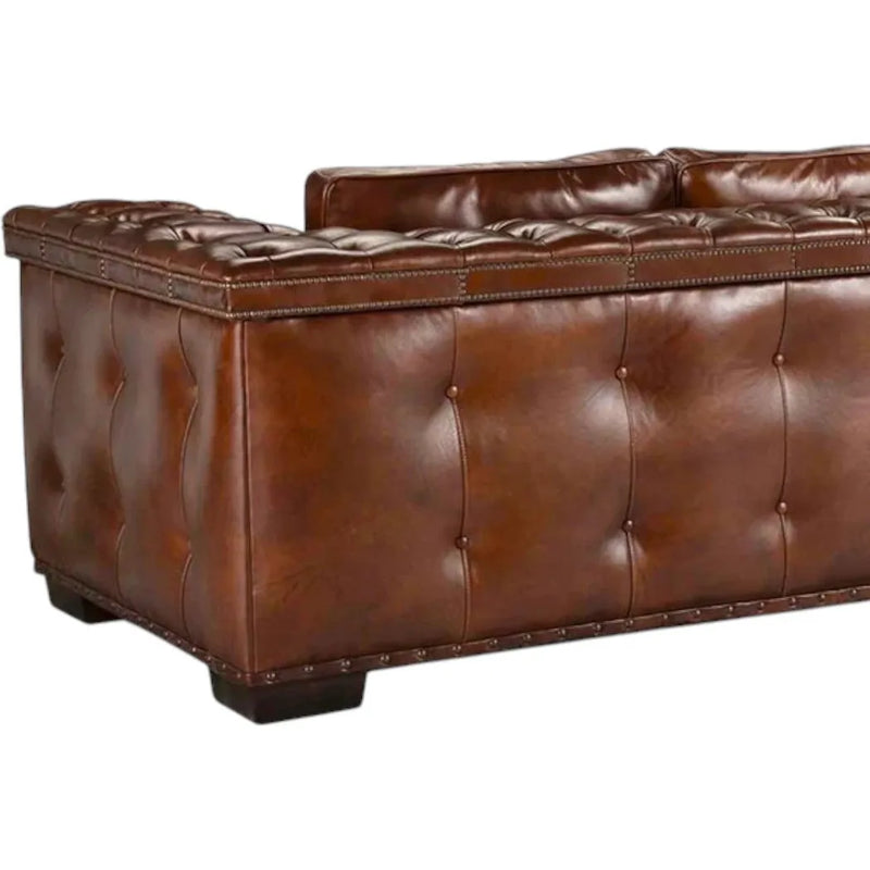 Maestro Large Size Low Profile Leather Couch Wide Arms