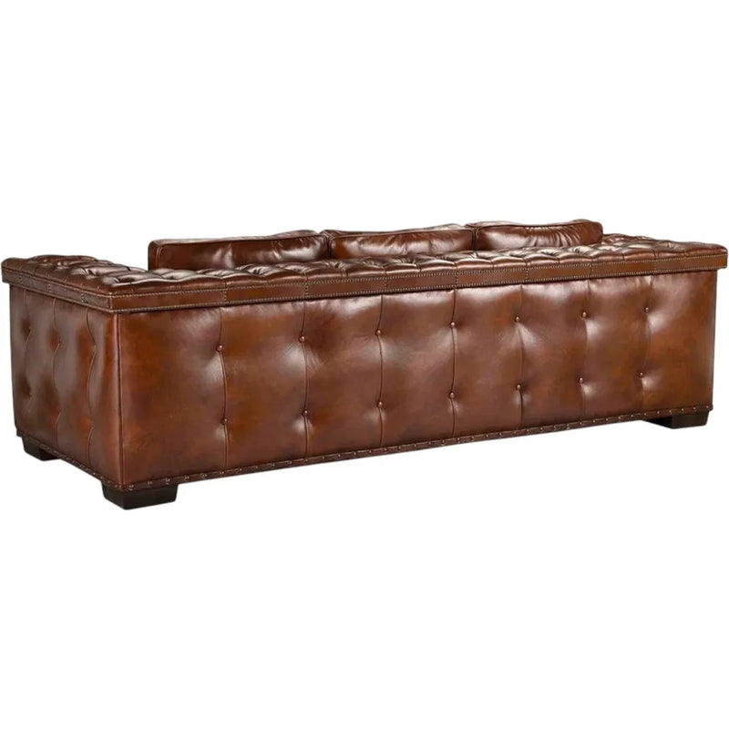 Maestro Large Size Low Profile Leather Couch Wide Arms