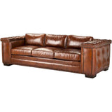 Maestro Large Size Low Profile Leather Couch Wide Arms