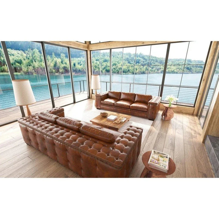 Maestro Large Size Low Profile Leather Couch Wide Arms - LOOMLAN - Uptown Sebastian - Sofas & Loveseats