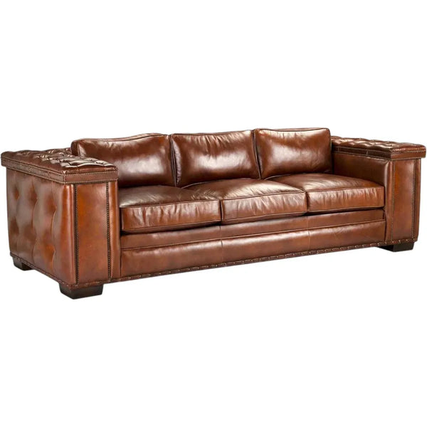 Maestro Large Size Low Profile Leather Couch Wide Arms-Sofas & Loveseats-Uptown Sebastian-LOOMLAN