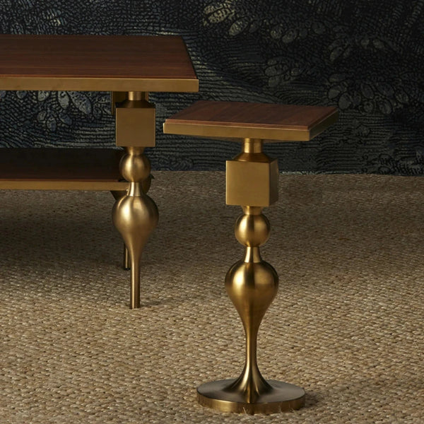 Maeve Brushed Brass Accent Table