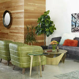 Magdalen Retro Green Leather Chair Tufted Barrel Chair Seat Club Chairs LOOMLAN By Moe's Home