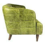 Magdalen Retro Green Leather Chair Tufted Barrel Chair Seat Club Chairs LOOMLAN By Moe's Home