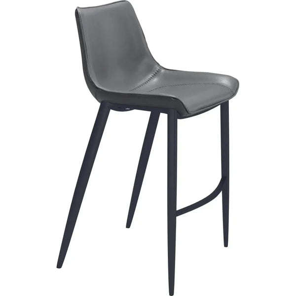 Magnus Bar Chair 2PC Dark Gray & Black - LOOMLAN - Zuo Modern - Bar Stools
