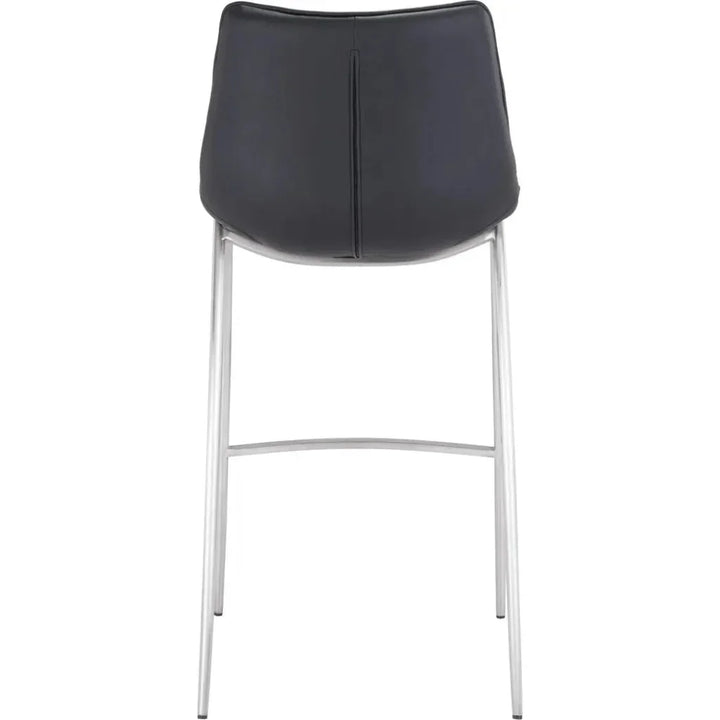 Magnus Bar Chair (Set of 2) Black & Silver - LOOMLAN - Zuo Modern - Bar Stools