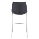 Magnus Bar Chair (Set of 2) Black & Silver Bar Stools LOOMLAN By Zuo Modern
