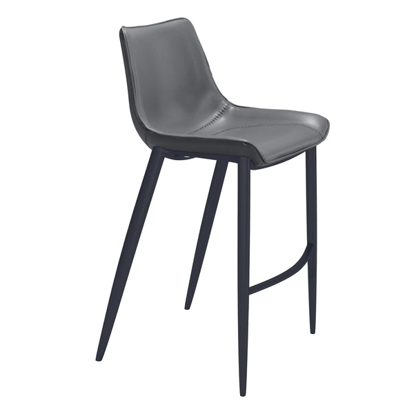 Magnus Bar Chair (Set of 2) Dark Gray & Black Bar Stools LOOMLAN By Zuo Modern