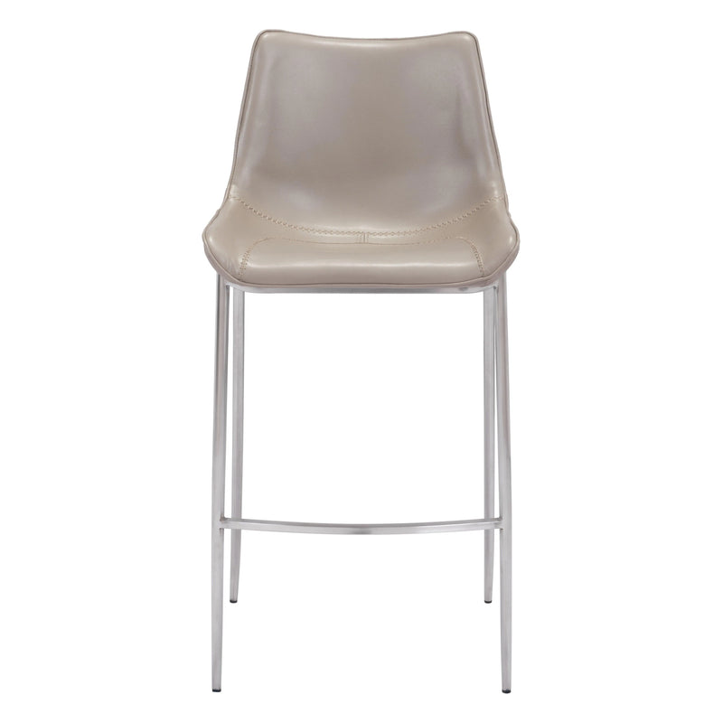Magnus Bar Chair (Set of 2) Gray & Silver Bar Stools LOOMLAN By Zuo Modern