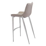 Magnus Bar Chair (Set of 2) Gray & Silver Bar Stools LOOMLAN By Zuo Modern