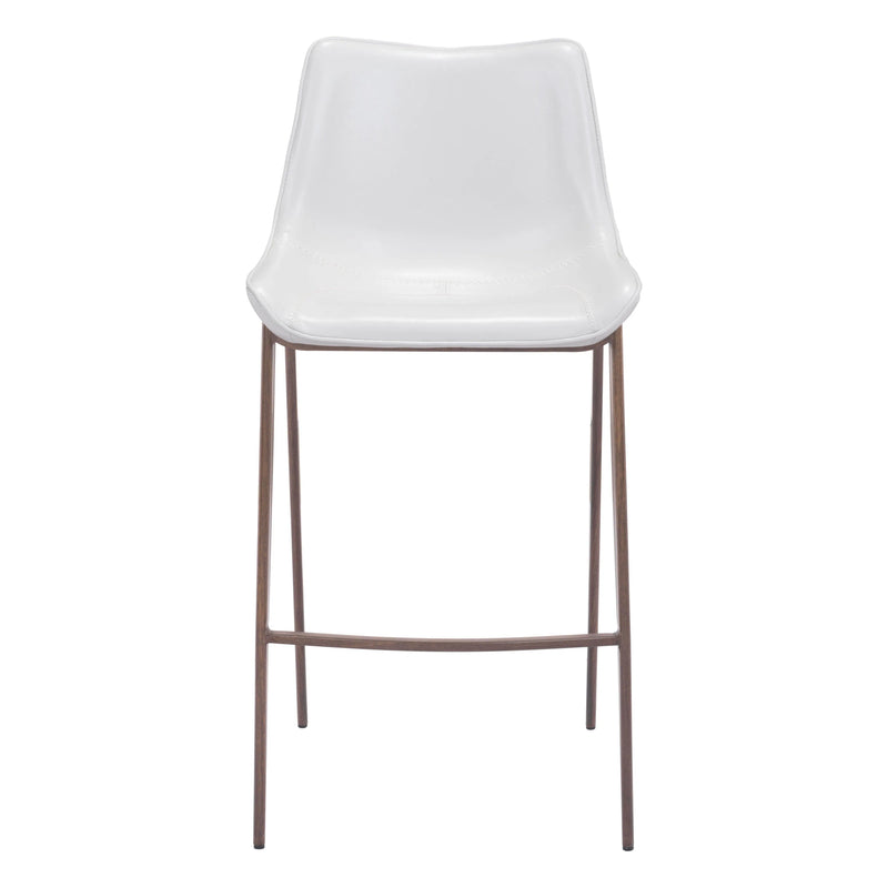 Magnus Bar Chair (Set of 2) White & Walnut Bar Stools LOOMLAN By Zuo Modern