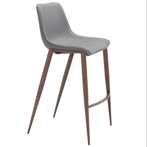 Magnus Barstool 2PC Slate Gray & Walnut - LOOMLAN - Zuo Modern - Bar Stools