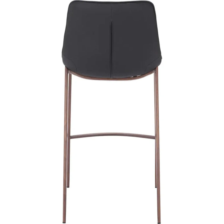 Magnus Barstool (Set of 2) Black & Walnut - LOOMLAN - Zuo Modern - Bar Stools