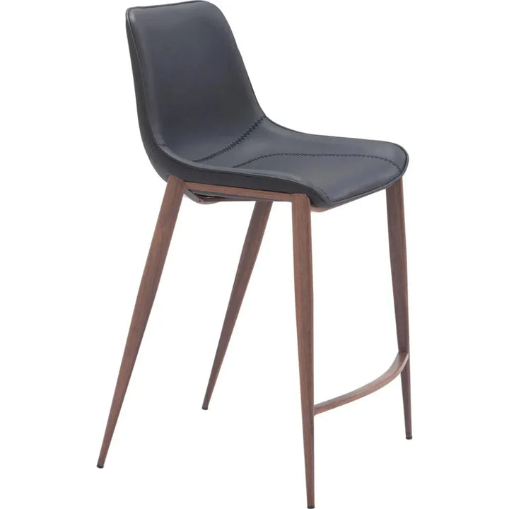 Magnus Counter Stool 2PC Black & Walnut - LOOMLAN - Zuo Modern - Counter Stools