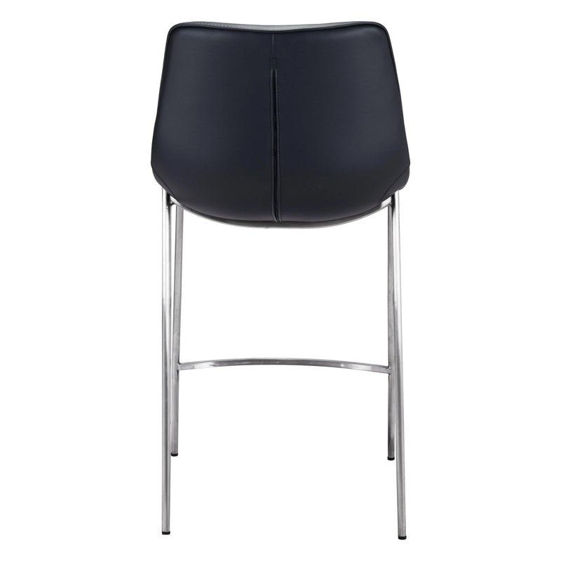 Magnus Counter Chair (Set of 2) Black & Silver Counter Stools LOOMLAN By Zuo Modern