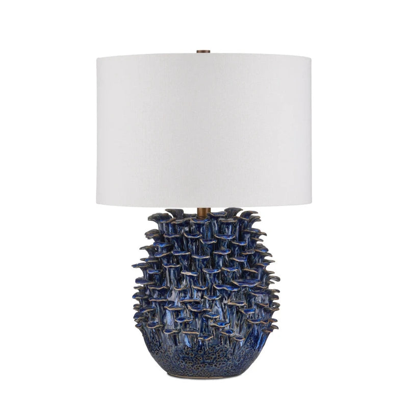 Maitake Hand Ceramic Wonder Blue Table Lamp-Table Lamps-Currey & Co-LOOMLAN