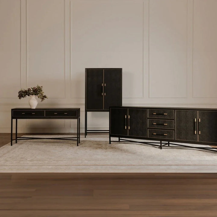Mako Black With Solid Oak Console Table - LOOMLAN
