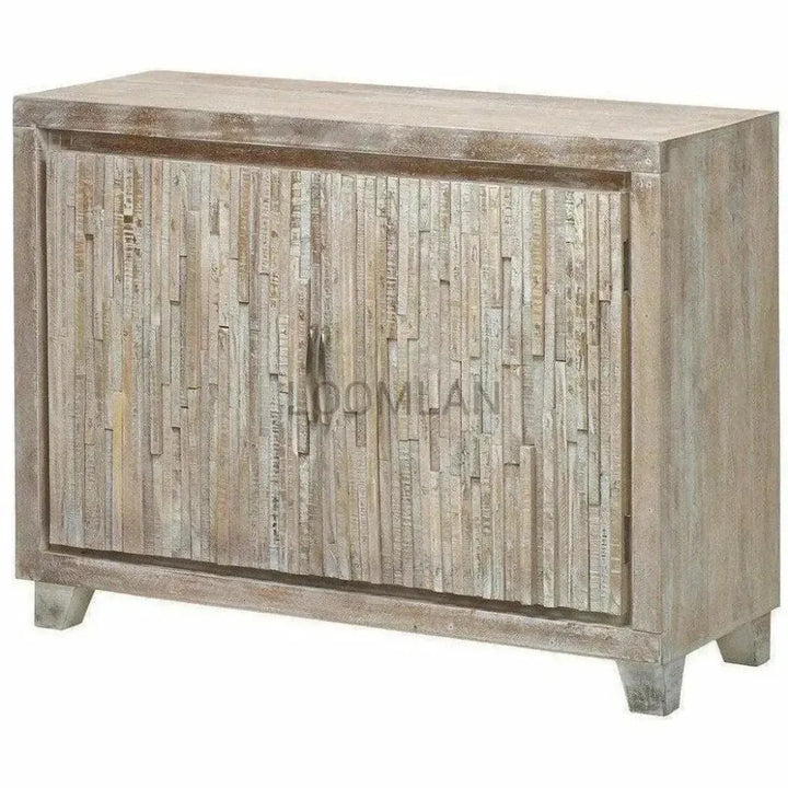 White Stacked Planks Wood Accent Cabinet - LOOMLAN - LOOMLAN - Accent Cabinets