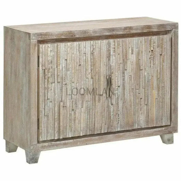 White Stacked Planks Wood Accent Cabinet - LOOMLAN - LOOMLAN - Accent Cabinets