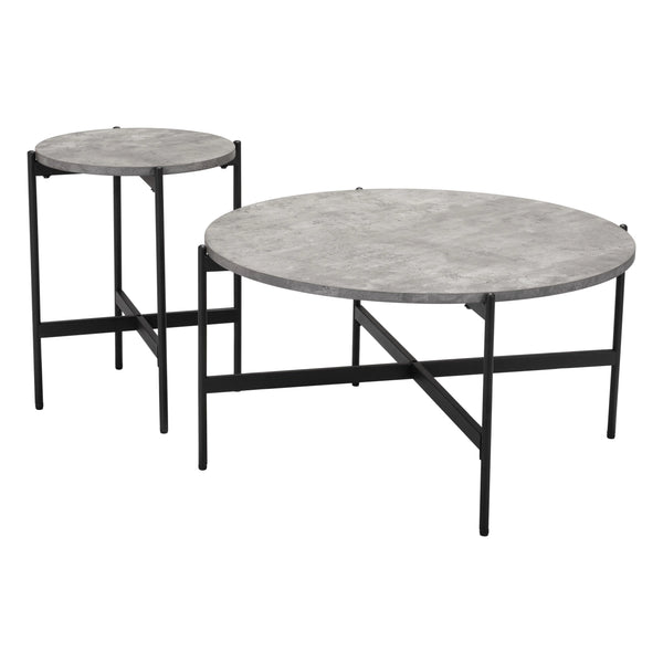 Malo Coffee Table Set Gray & Black Coffee Tables LOOMLAN By Zuo Modern