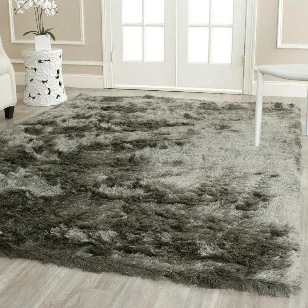 Maltino Light Grey Solid Shag Area Rug