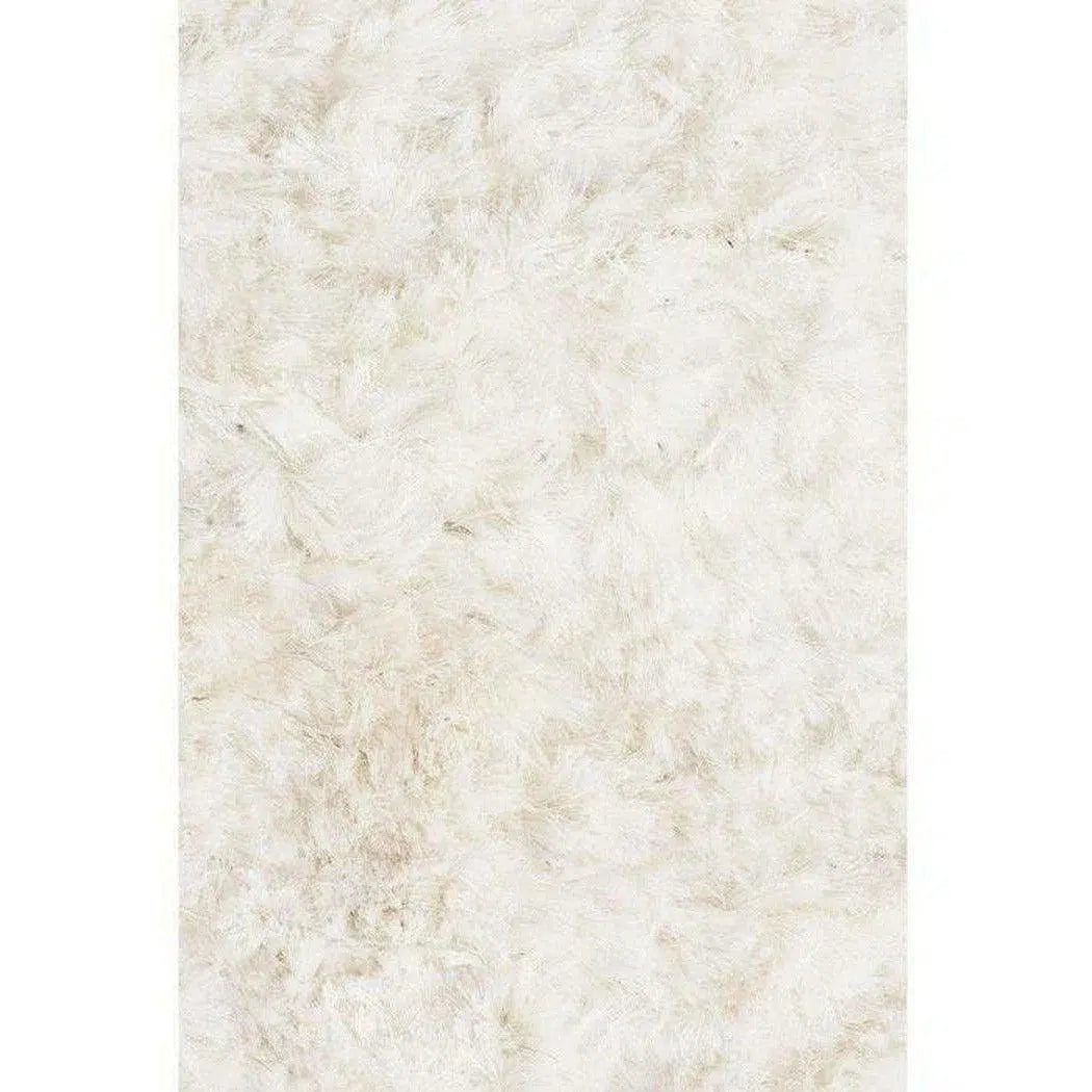 Maltino White Solid Handmade Shag Area Rug