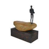 Currey & Co-Man on Rock Bronze Minimalist Sculpture-Statues & Sculptures-Medium-LOOMLAN