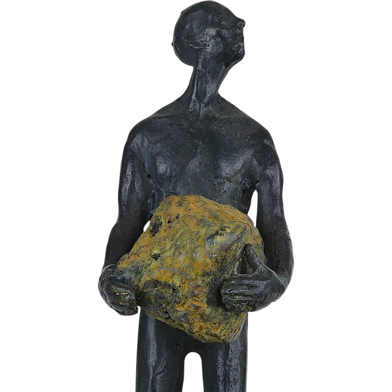 Currey & Co-Man on Rock Bronze Minimalist Sculpture-Statues & Sculptures-Medium-LOOMLAN