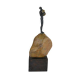 Currey & Co-Man on Rock Bronze Minimalist Sculpture-Statues & Sculptures-Medium-LOOMLAN