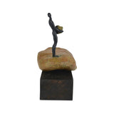 Currey & Co-Man on Rock Bronze Minimalist Sculpture-Statues & Sculptures-Medium-LOOMLAN