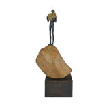 Currey & Co-Man on Rock Bronze Minimalist Sculpture-Statues & Sculptures-Small-LOOMLAN