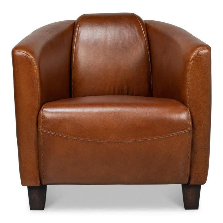 Mandy Arm Chair Retro Style Leather Club Chair - LOOMLAN - Sarreid - Club Chairs