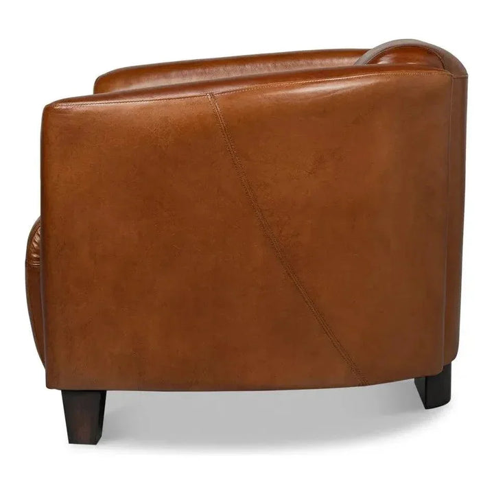 Mandy Arm Chair Retro Style Leather Club Chair - LOOMLAN - Sarreid - Club Chairs