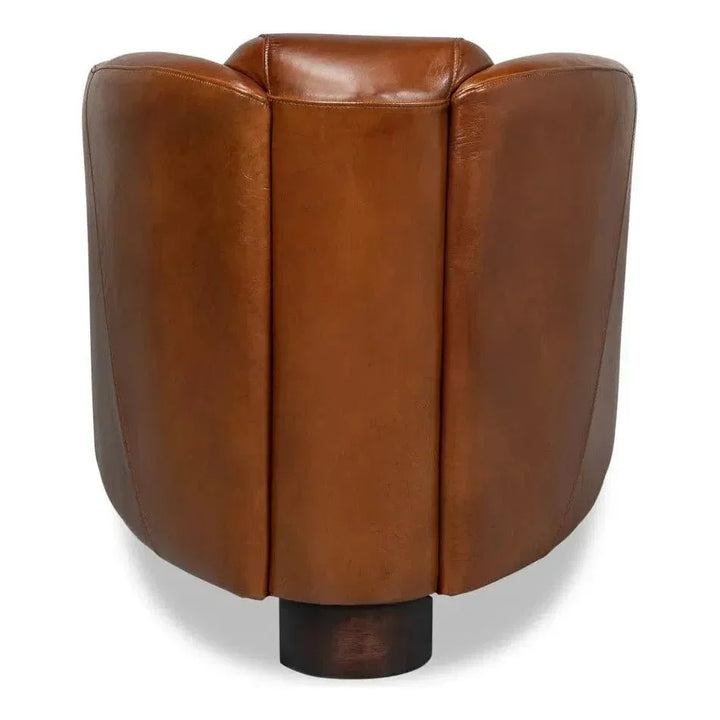 Mandy Arm Chair Retro Style Leather Club Chair - LOOMLAN - Sarreid - Club Chairs