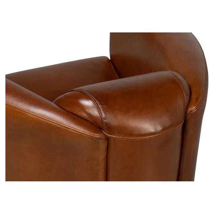 Mandy Arm Chair Retro Style Leather Club Chair - LOOMLAN - Sarreid - Club Chairs