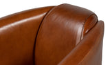 Mandy Arm Chair Retro Style Leather Club Chair-Club Chairs-Sarreid-LOOMLAN