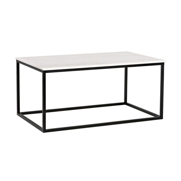Manning Steel and Marble Rectangle Coffee Table-Coffee Tables-Noir-LOOMLAN