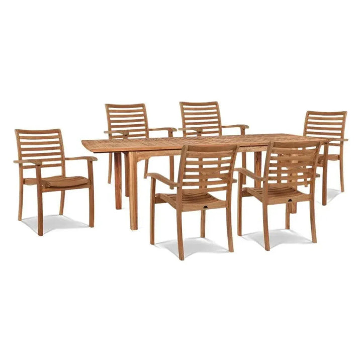 7-Piece Teak Outdoor Dining Set Extendable Table | LOOMLAN