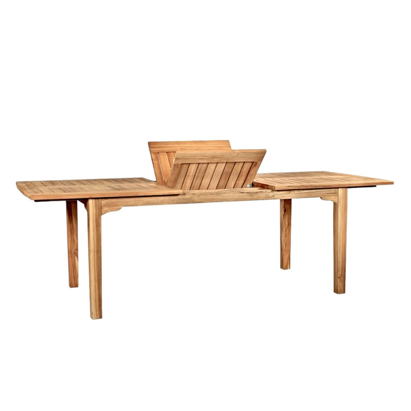 Manorhouse Rectangular Teak Outdoor Dining Table with Built-In Extension and Umbrella Hole-Outdoor Dining Tables-HiTeak-LOOMLAN