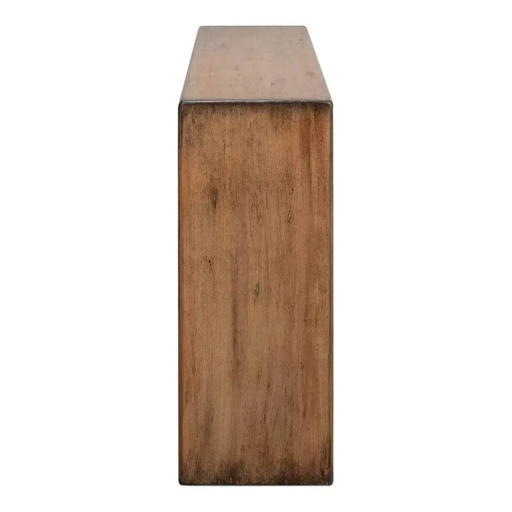 Mantel Console Table Natural Brown Reclaimed Wood - LOOMLAN - Sarreid - Console Tables