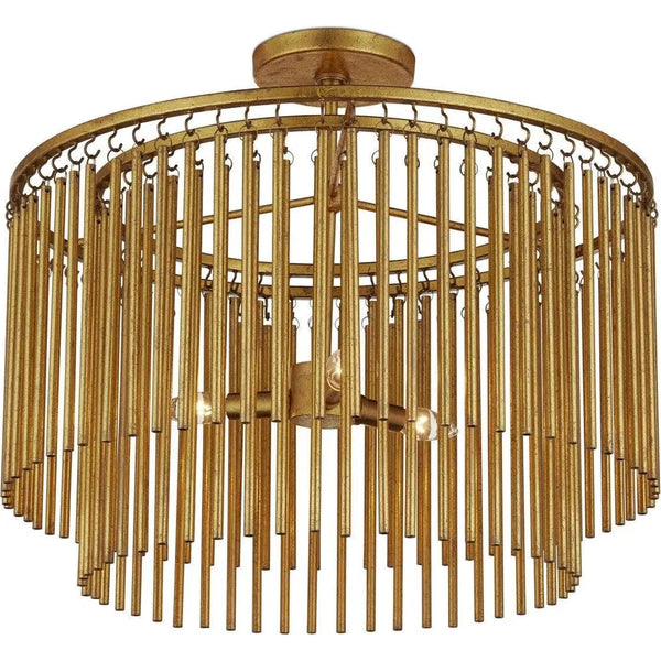 Mantra Iron and Brass Gold Semi-Flush Mount-Flush Mounts-Currey & Co-LOOMLAN