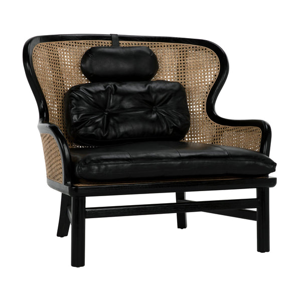Marabu Chair, Charcoal Black with Leather-Accent Chairs-Noir-LOOMLAN